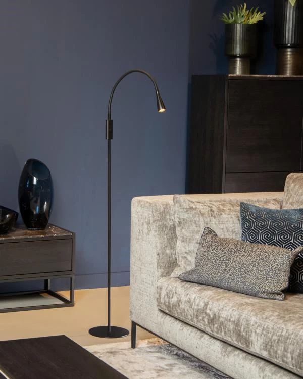 Lucide ZOZY - Floor reading lamp - LED Dim. - 1x4W 3000K - 3 StepDim - Black - ambiance 1